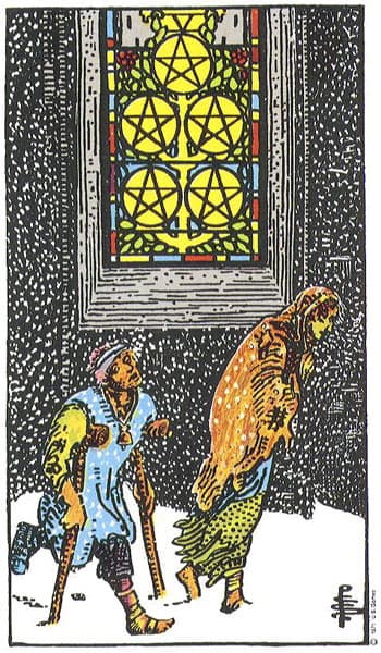 Five of Pentacles tarot card
