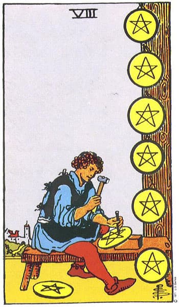 Eight of Pentacles tarot card